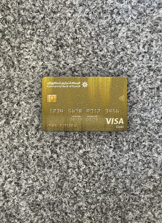 Download Kuwait Commercial Bank visa gold card visa gold card 2 photolook front Photoshop template